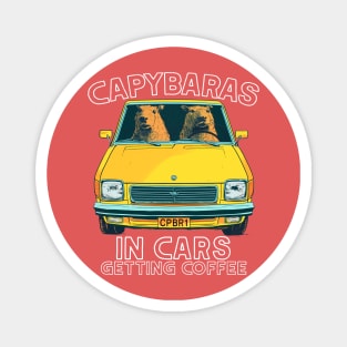 Capybaras In Cars Getting Coffee Magnet